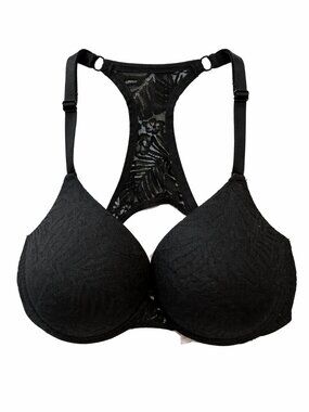 Victoria’s Secret PINK Date Lace Racerback Push-Up Bra Black 34DD